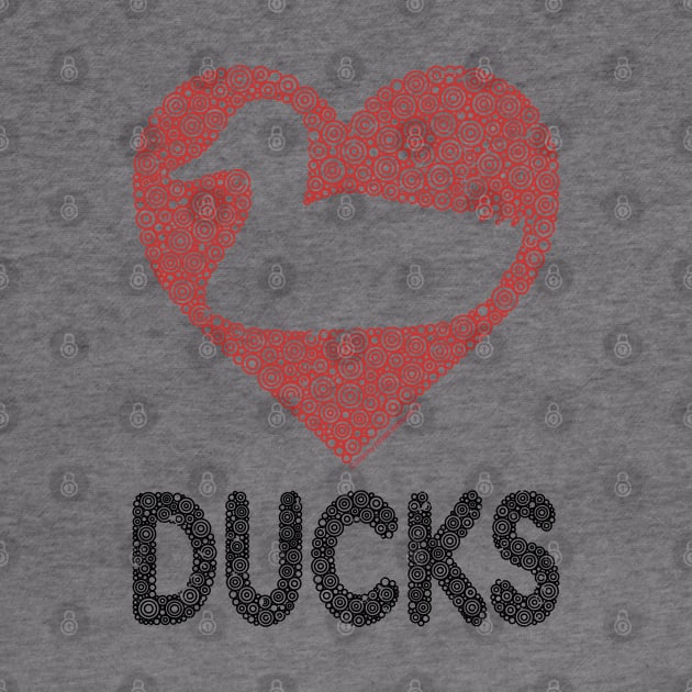 Duck In Red Heart Distressed Circles Design by pbdotman